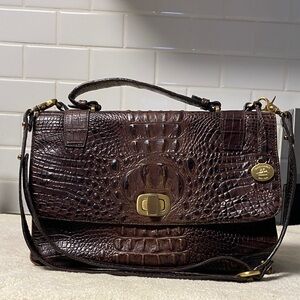 Brahmin Dark Brown Crocodile Shoulder Bag